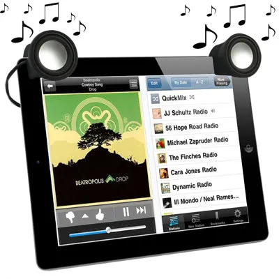 Compact 3.5mm Stereo Mini Clip Speaker for iPad, iPhone, Tablet & Laptop - White