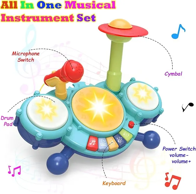 Contixo Musical Drum Toy Set for Babies, Learn Toy Age 2-8 Years