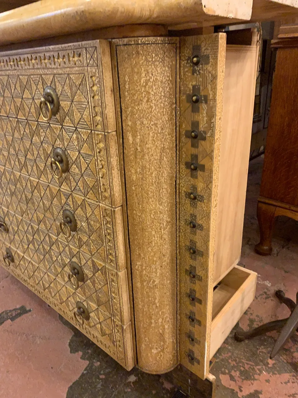 Custom Bar or 5 - Drawer Dresser With Overhead Light
