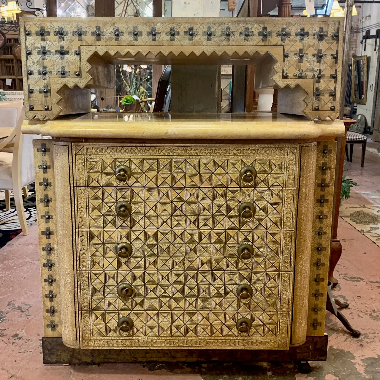 Custom Bar or 5 - Drawer Dresser With Overhead Light