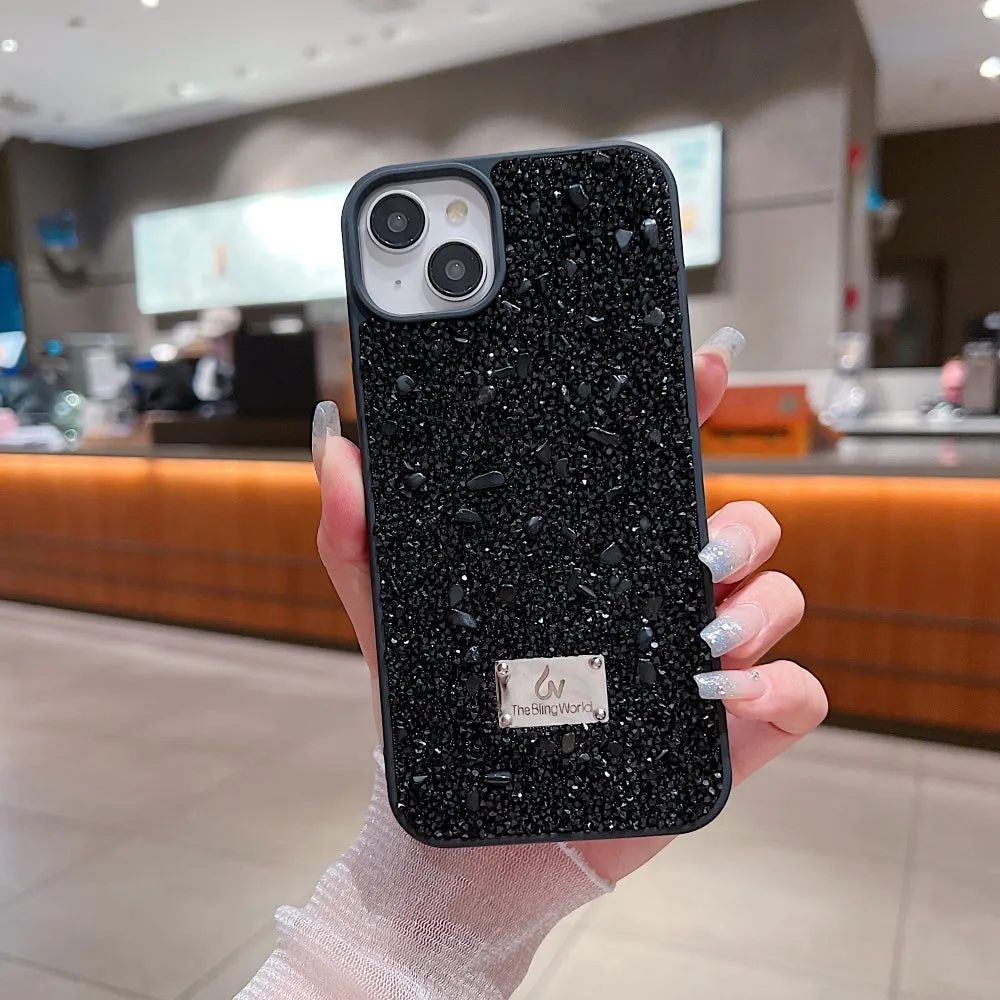 Diamond Studded Pattern Glittery Phone Case - iPhone 16 Plus