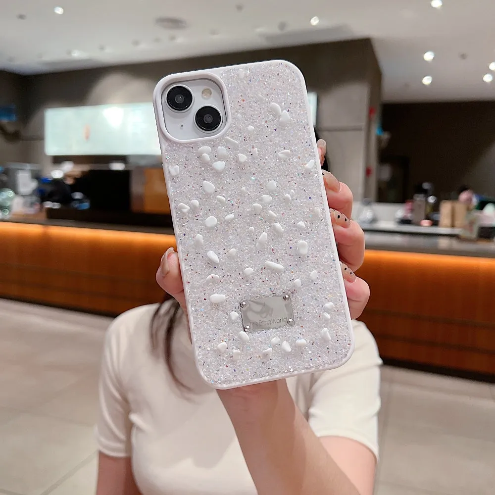 Diamond Studded Pattern Glittery Phone Case - iPhone 16 Plus