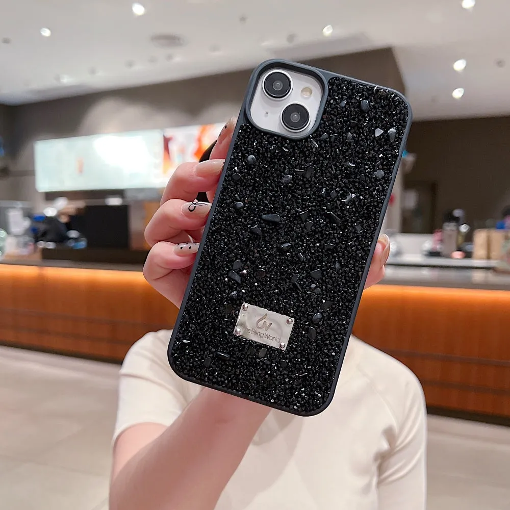 Diamond Studded Pattern Glittery Phone Case - iPhone 16 Plus