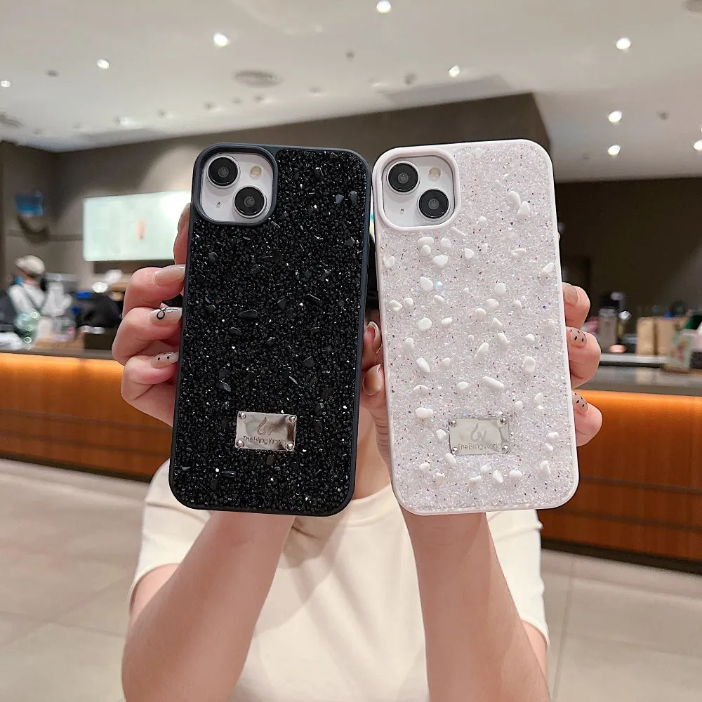 Diamond Studded Pattern Glittery Phone Case - iPhone 16 Plus