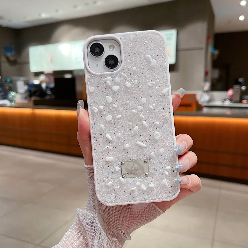 Diamond Studded Pattern Glittery Phone Case - iPhone 16 Plus