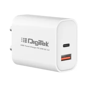 Digitek (DMQC PD25W) 25W USB-C PD & QC Power Delivery PD3.0 Dual Port Fast Wall Charger for Lightning and Type-C Devices DMQC PD25W