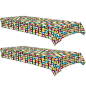 Disco Party Supplies - Plastic Mulit-Color Table Cover 54" x 108" for Discos and 70's Parties (2 Pack)