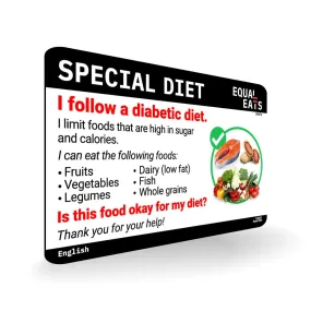 English Diabetic Diet Card