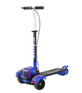 Fire Large Foldable Kick Scooter With Light & Music - Blue