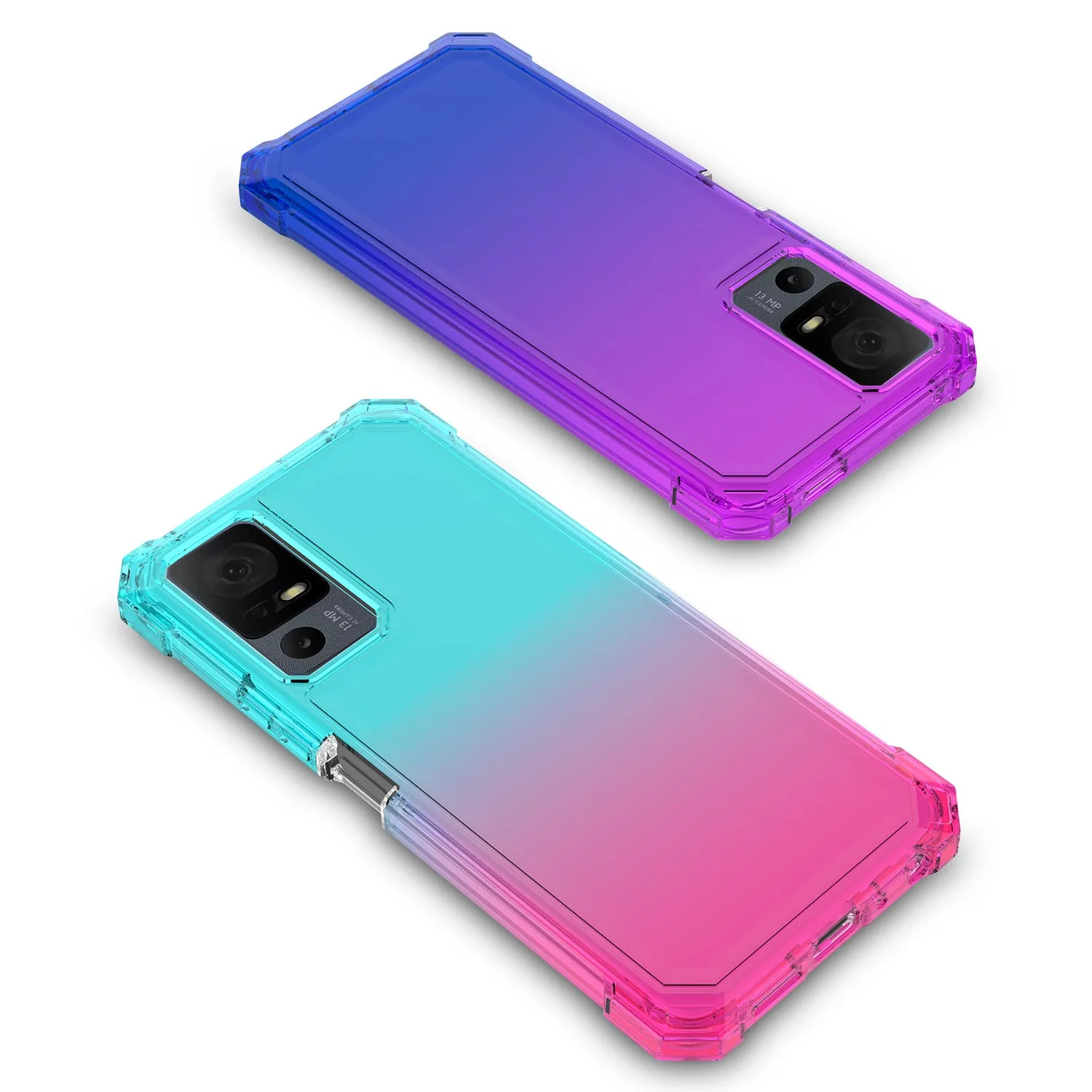 For Alcatel Jitterbug Smart 4 (2023) Case with Temper Glass Screen Protector Full-Body Rugged Protection - Purple/Blue