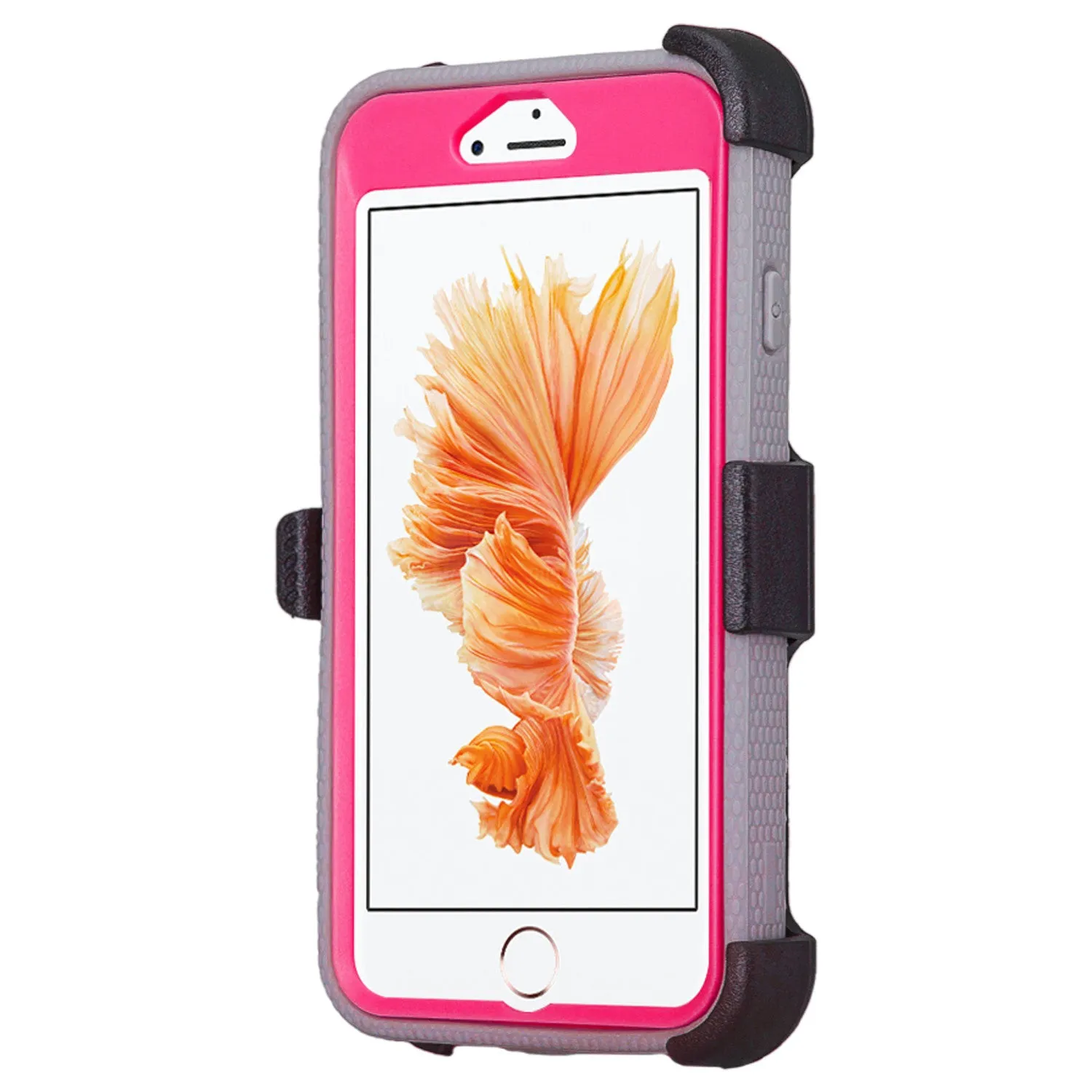 For Apple iPhone 6S / 6 Case, Triple Protection 3-in-1 Heavy Duty Holster Shell Combo Case Cover for iPhone 6/6S - Hot Pink