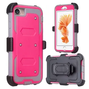 For Apple iPhone 6S / 6 Case, Triple Protection 3-in-1 Heavy Duty Holster Shell Combo Case Cover for iPhone 6/6S - Hot Pink
