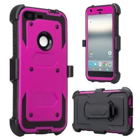 Google Pixel Case, Coverlab Triple Protection 3-in-1 Shockproof Armor Holster Shell Combo Case w/ Built in Screen Protector for Google Pixel - Purple