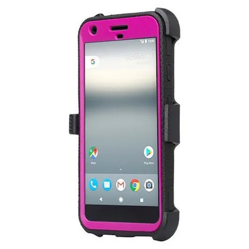 Google Pixel Case, Coverlab Triple Protection 3-in-1 Shockproof Armor Holster Shell Combo Case w/ Built in Screen Protector for Google Pixel - Purple