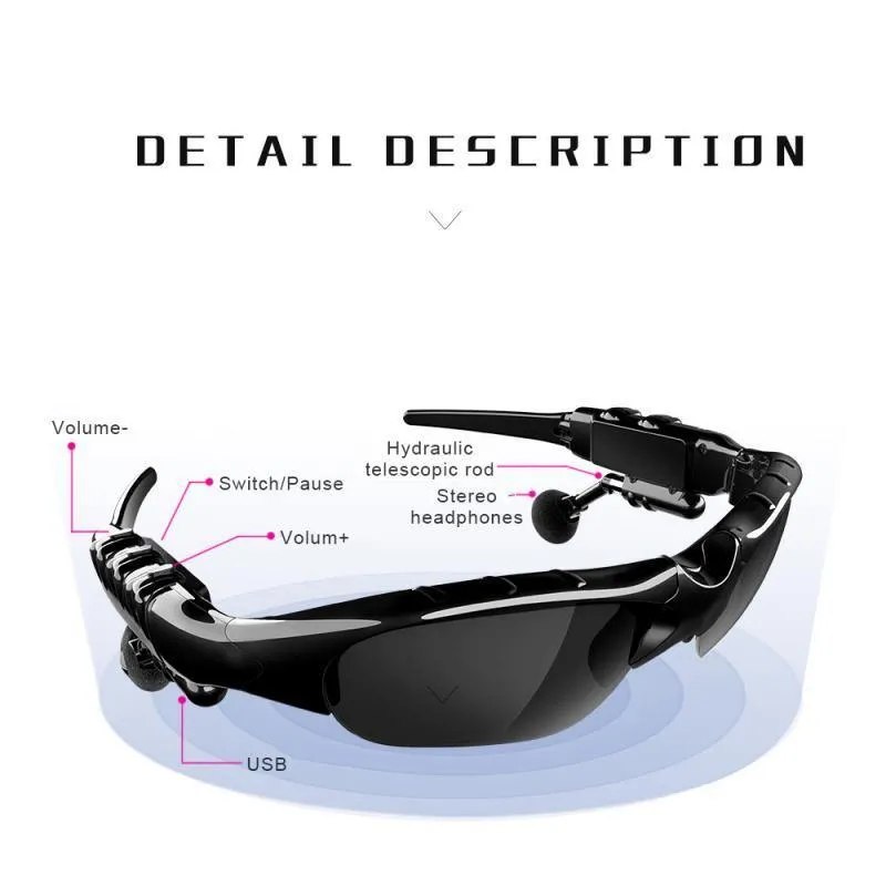 Headphone Sunglasses Polarized Lens MicEarphone Bluetooth 5.0