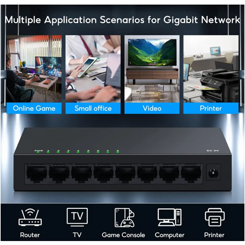 High Data Rate 8-Port Network Ethernet Switch