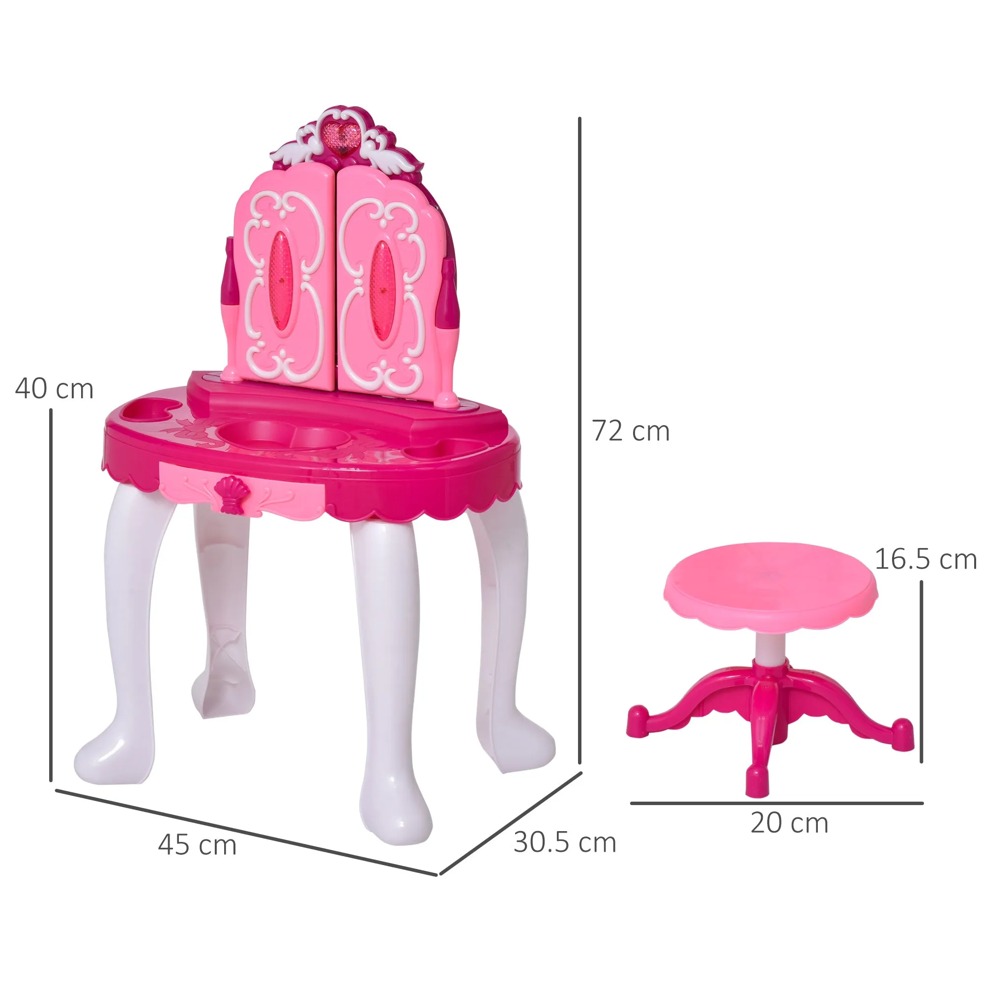 HOMCOM Kids  Vanity Table Set -  Purple & Red