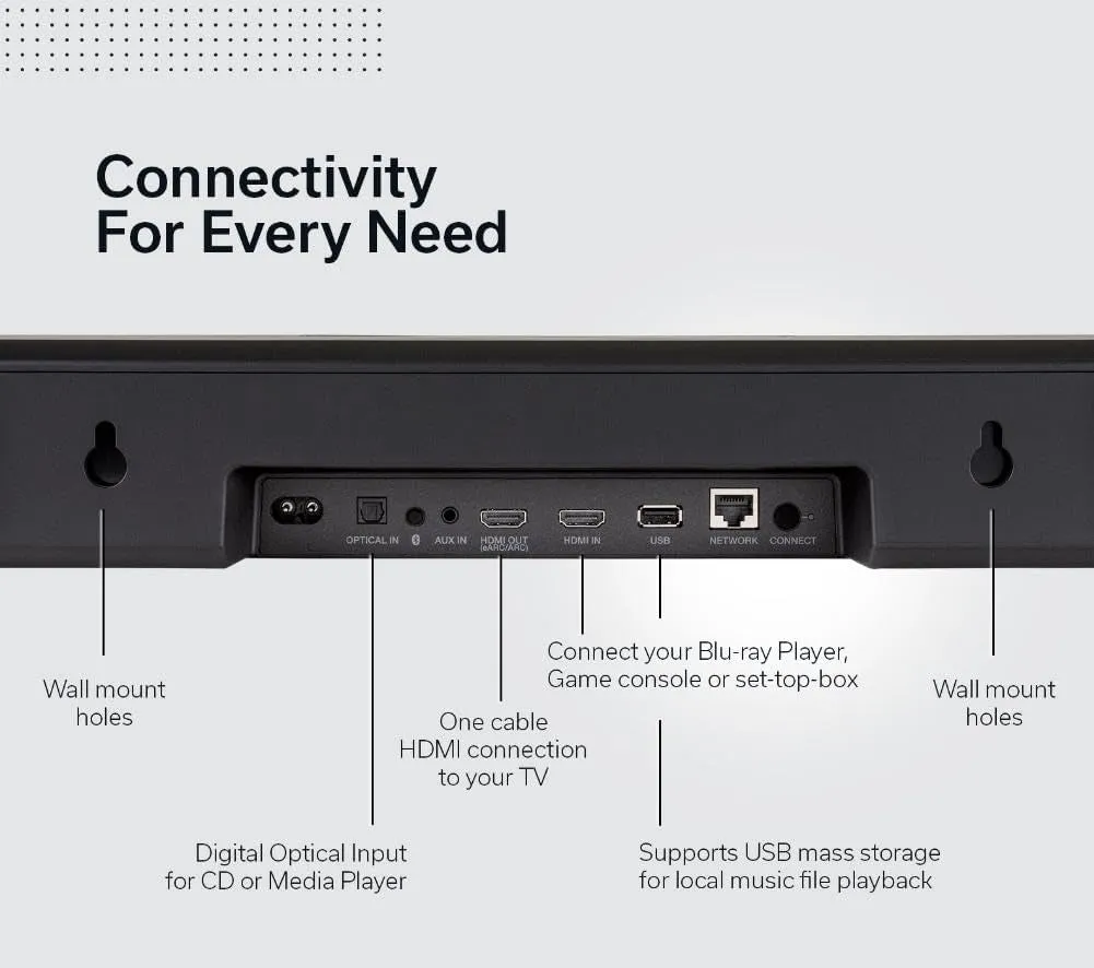 Home 550 Wireless Smart Soundbar for TV with Dolby Atmos 3D Audio, Wi-Fi & Bluetooth, Built-In HEOS, Alexa