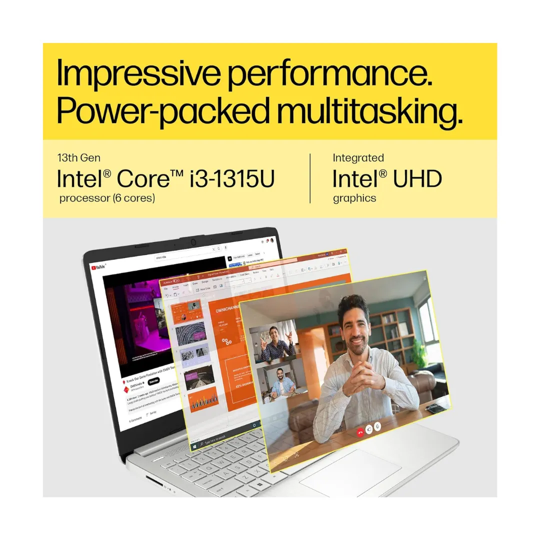 HP 15 Core I3 13Th Gen Intel(8Gb Ram/512Gb Ssd/Fhd/Ms Office 21/Backlit Keyboard/15.6-Inch(39.6 Cm)/ Windows 11/Silver/1.59 Kg) Fd0186Tu Laptop