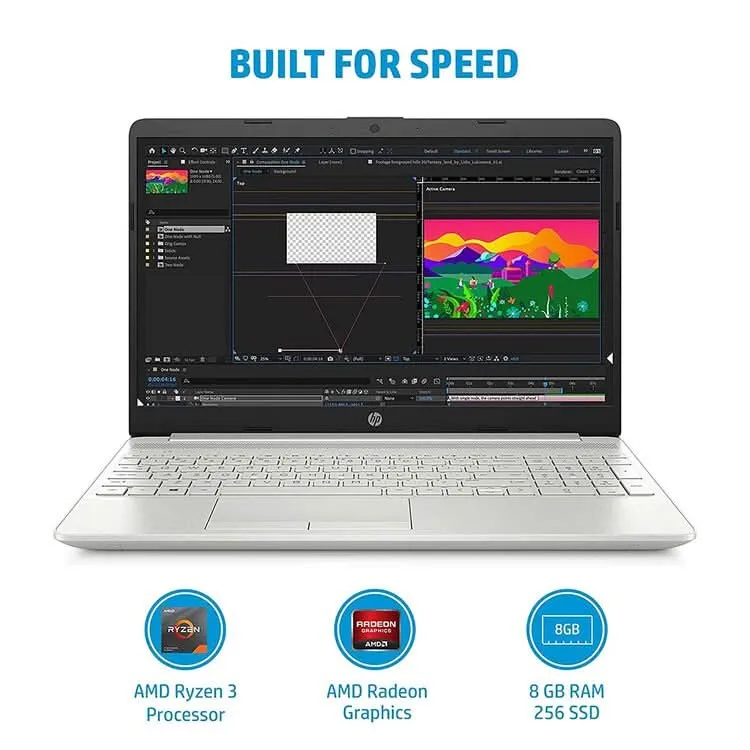 HP 15S-GY0501AU [R3-3250U RYZEN/8GB DDR4/256GB SSD/NO DVD/WIN10 HOME MSO/15.6 INCH/INTEGRATED GRAPHICS/1 YEAR/SILVER]