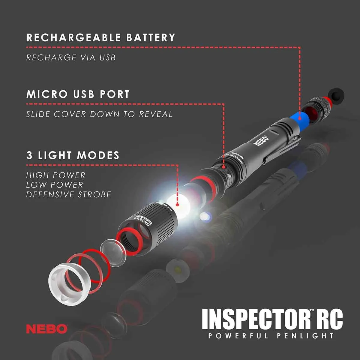 Inspector RC Rechargeable LED Pen Light