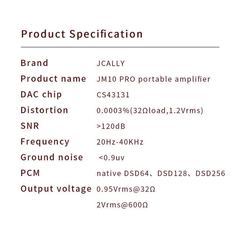 JCALLY JM10 PRO Digital Audio Portable Amplifier Type C To 3.5 mm Adapter
