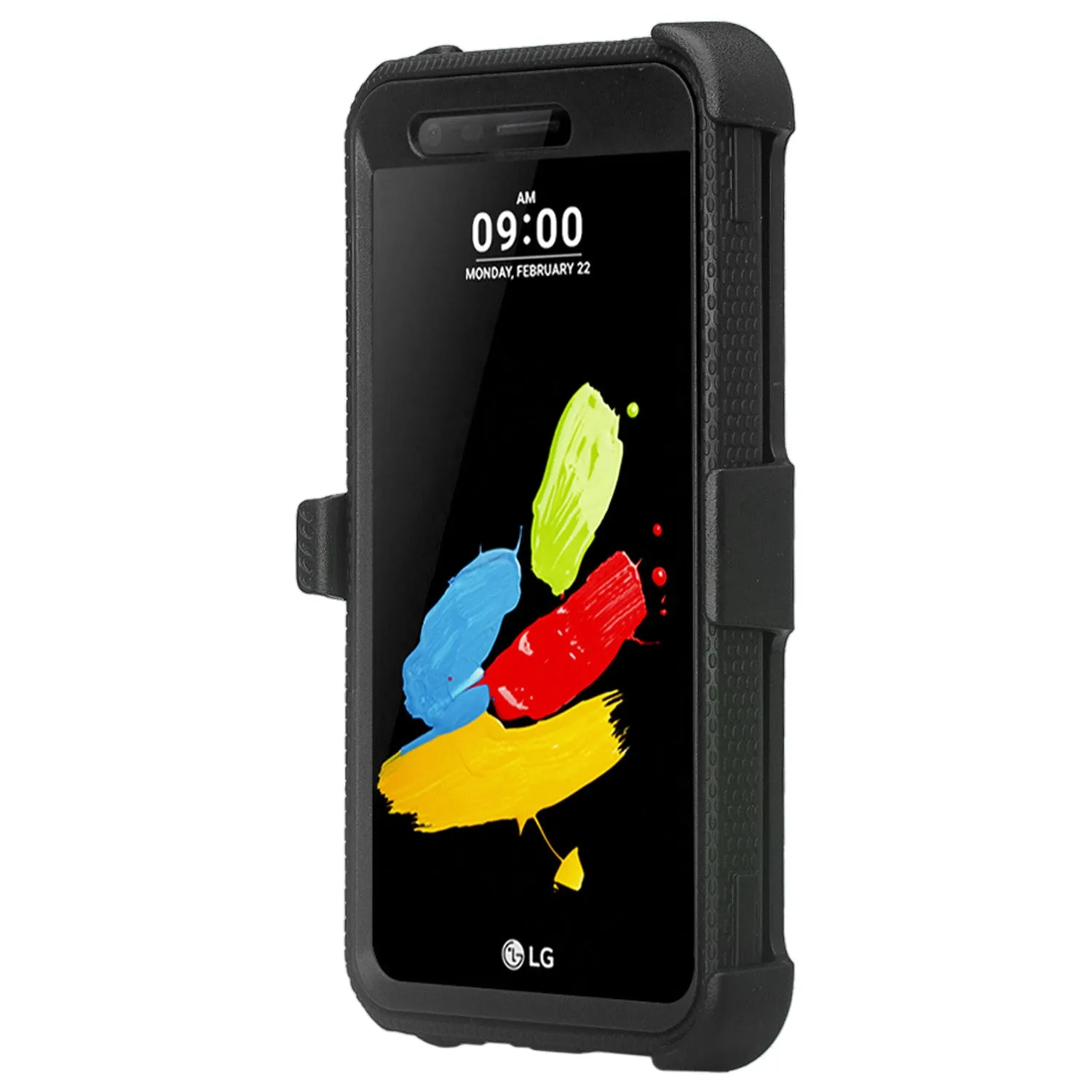 LG Aristo 2 Plus Case, Aristo 2, LG Tribute Dynasty, Rebel 3, Zone 4, Triple Protection 3-1 w/ Built in Screen Protector Heavy Duty Holster Shell Combo Case - Black