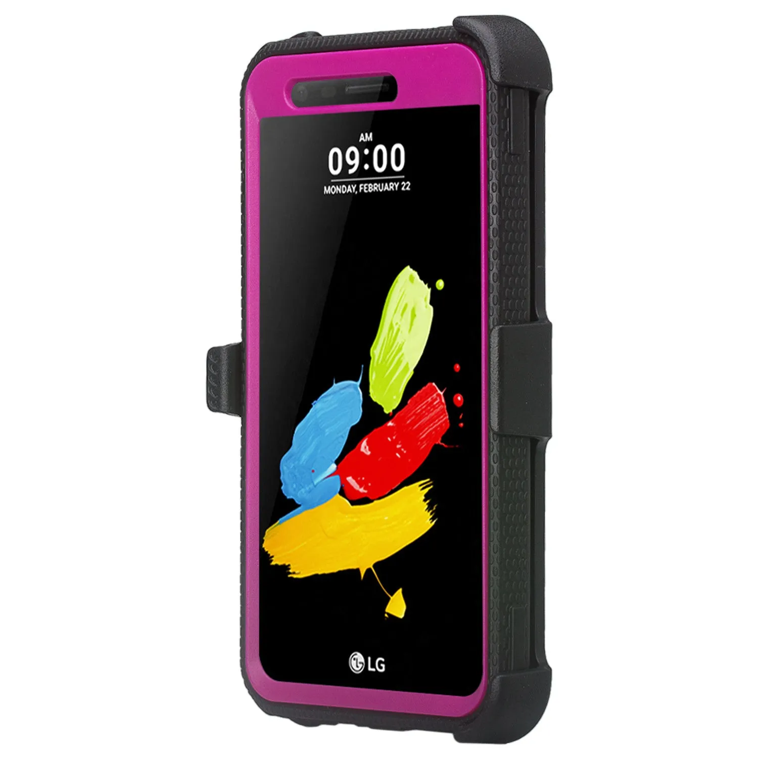 LG Aristo Case, K4 2017, K8 2017, Risio 2, Phoenix 3, Fortune, Triple Protection 3-1 w/ Built in Screen Protector Heavy Duty Holster Shell Combo Case - Purple