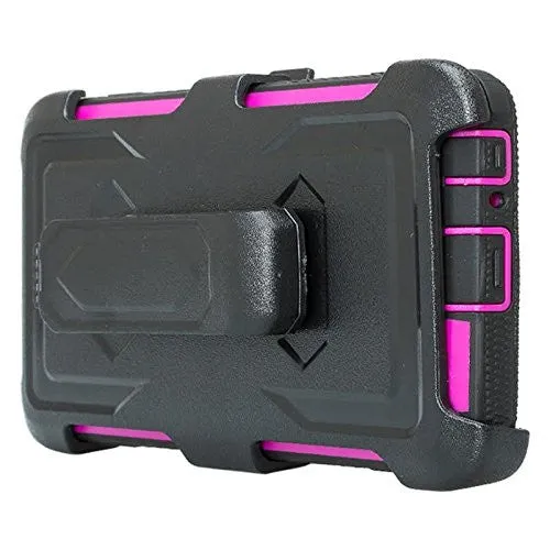 LG Aristo Case, K4 2017, K8 2017, Risio 2, Phoenix 3, Fortune, Triple Protection 3-1 w/ Built in Screen Protector Heavy Duty Holster Shell Combo Case - Purple