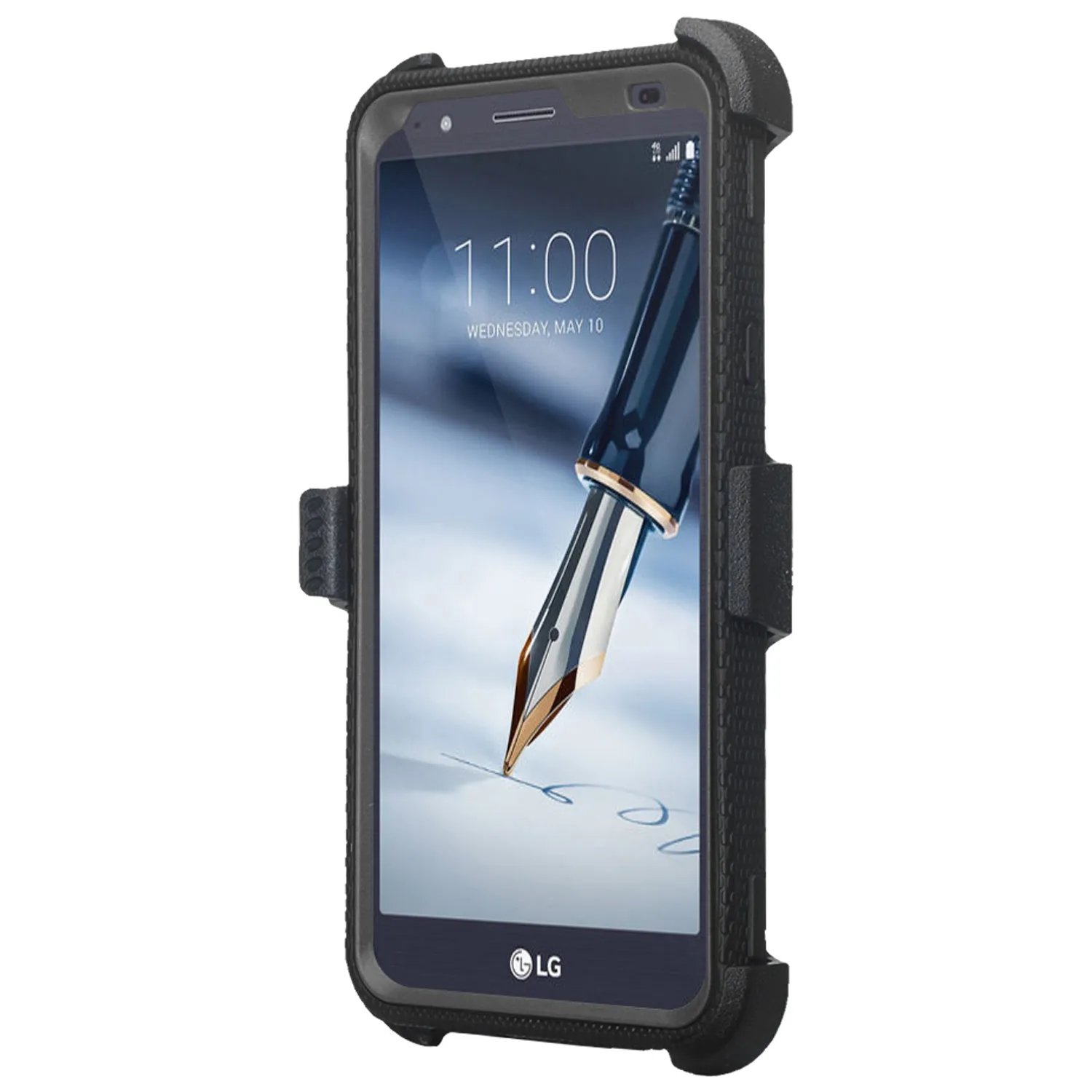 LG Escape Plus Case, Arena 2, K30 2019, Triple Protection 3-1 w/ Built in Screen Protector Heavy Duty Holster Shell Combo Case - Black
