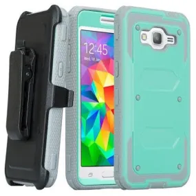 LG K10 Case | LG Premier LTE, Triple Protection 3-1 [Built in Screen Protector] Heavy Duty Holster Shell Combo Case for LG K10 - Teal