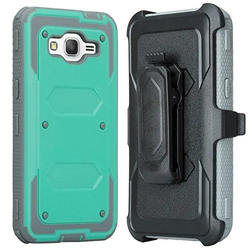 LG K10 Case | LG Premier LTE, Triple Protection 3-1 [Built in Screen Protector] Heavy Duty Holster Shell Combo Case for LG K10 - Teal