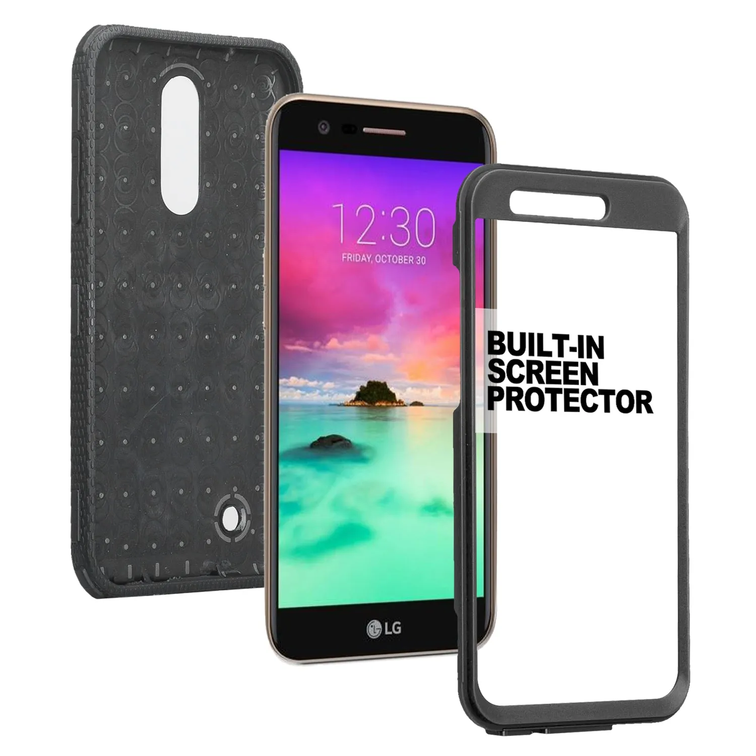 LG K20 Plus Case, LG K20 V, K10 2017 Case, Triple Protection 3-1 w/ Built in Screen Protector Heavy Duty Holster Shell Combo Cover - Black