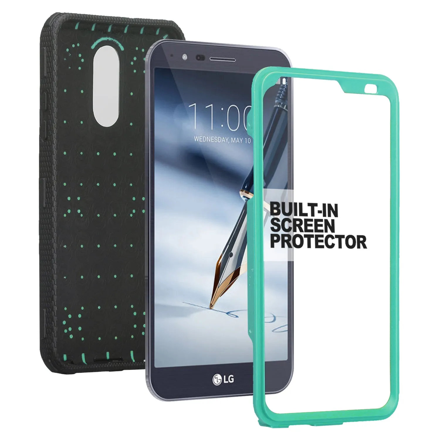 LG Stylo 5 Case, Stylo 5, Triple Protection 3-1 w/ Built in Screen Protector Heavy Duty Holster Shell Combo Case - Teal