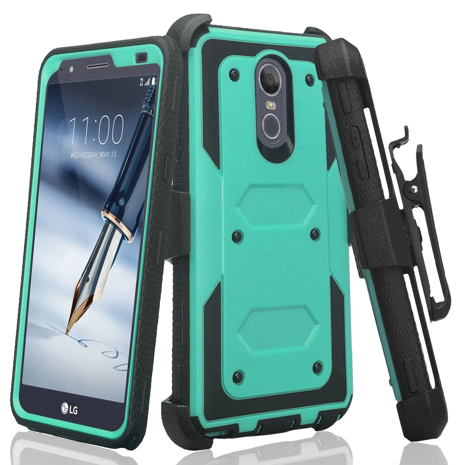 LG Stylo 5 Case, Stylo 5, Triple Protection 3-1 w/ Built in Screen Protector Heavy Duty Holster Shell Combo Case - Teal