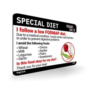 Low FODMAP Card in English (Printable)