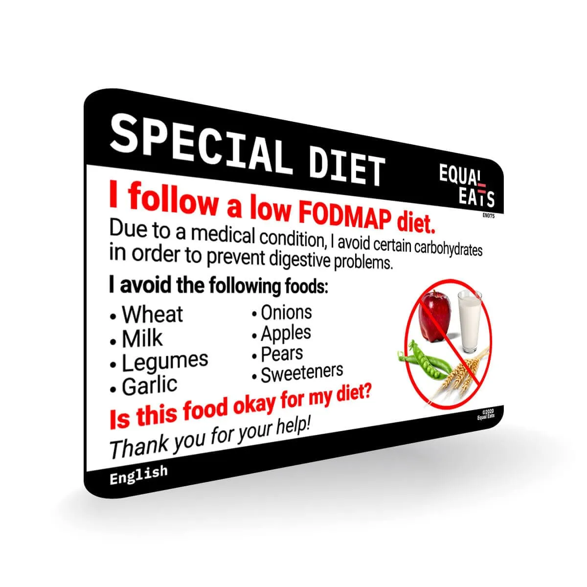 Low FODMAP Card in English (Printable)