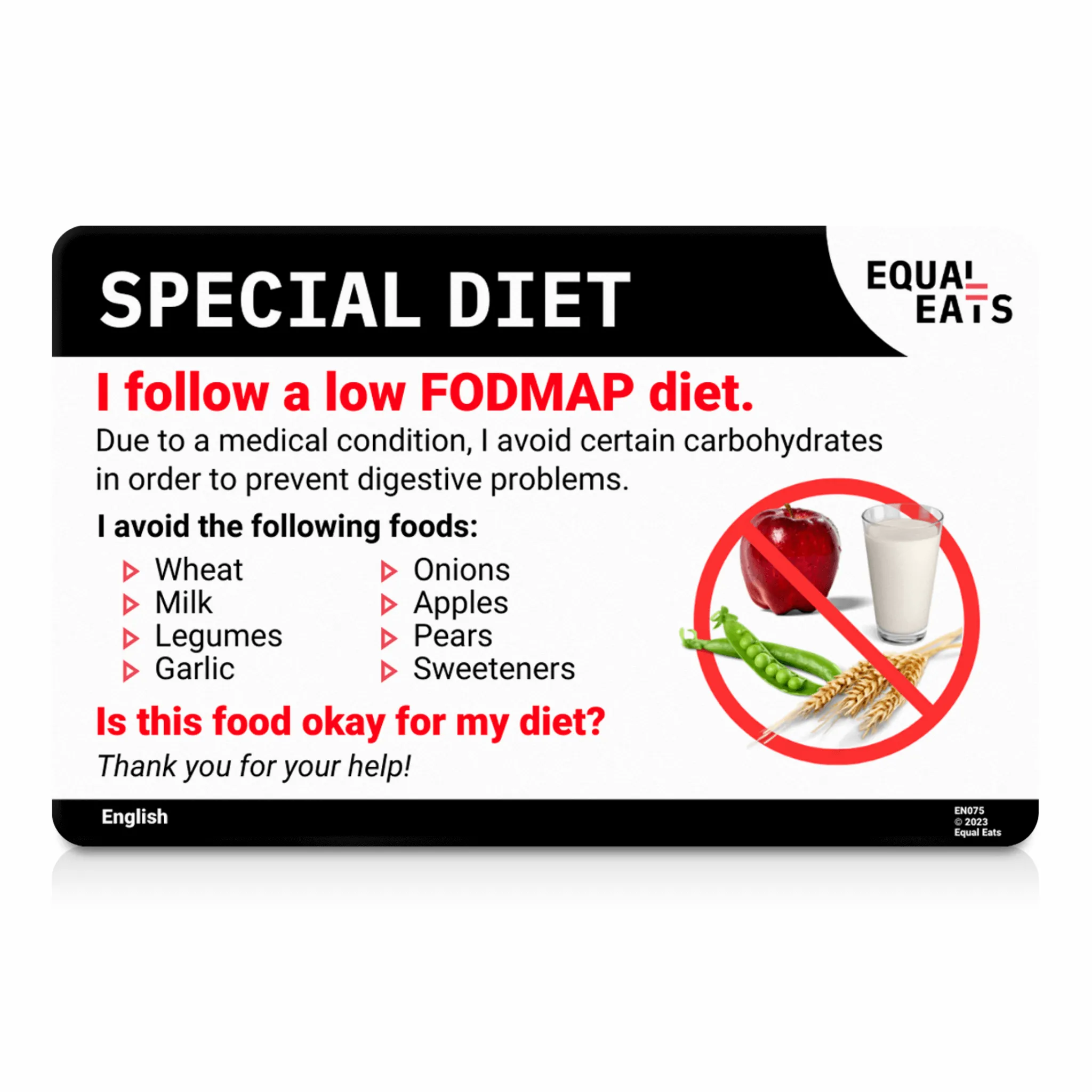 Low FODMAP Card in English (Printable)