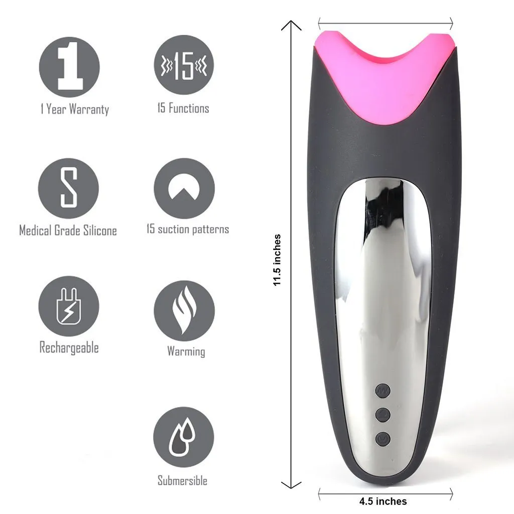Maia Piper Vibrating Self-Heating Silicone Masturbation Sleeve with Suction