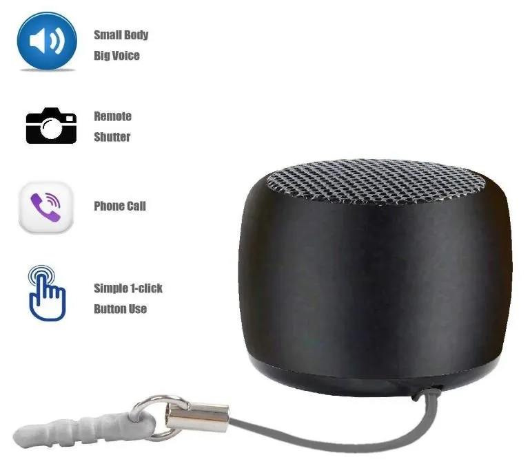 Mini Portable Wireless Speaker, Built-in Mic and Selfie Remote Control
