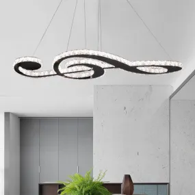 Modern Crystal LED Music Note Pendant Light Fixture for Bedrooms