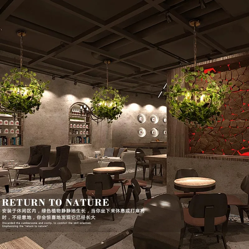 Modern small fresh net red music restaurant hotel private room plant chandelier barbecue shop bar clear bar table decoration lam