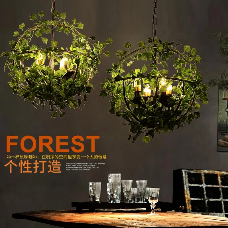 Modern small fresh net red music restaurant hotel private room plant chandelier barbecue shop bar clear bar table decoration lam