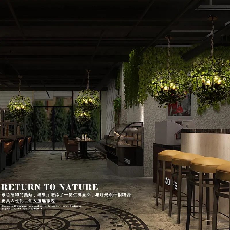 Modern small fresh net red music restaurant hotel private room plant chandelier barbecue shop bar clear bar table decoration lam