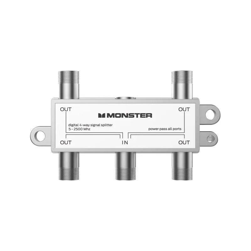 Monster PIN Digital Coaxial 4 Way TV Splitter