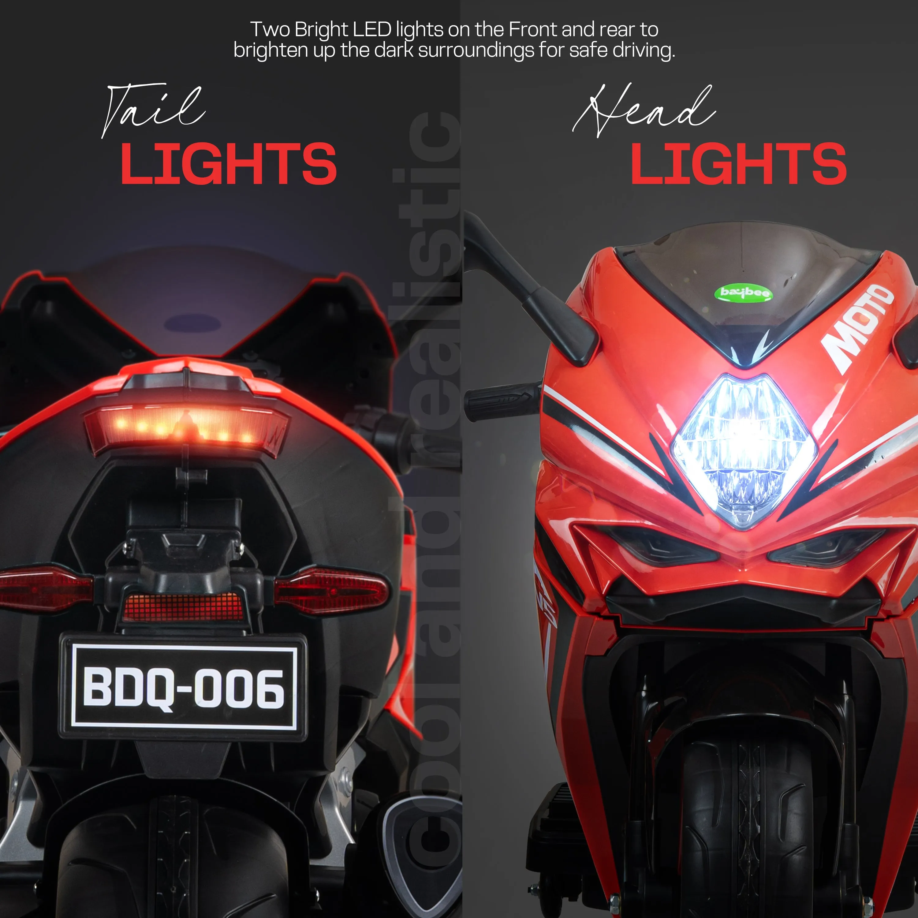 Moto Battery Operated Bike for Kids with LED Light, Bluetooth & Music
