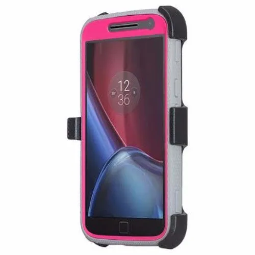 Moto G4 (4th Gen) Case | Moto G4 Plus Case, [Shock/Impact Resistant] Heavy Duty Holster Shell Combo Case Cover for Moto G4/G4 Plus - Hot Pink