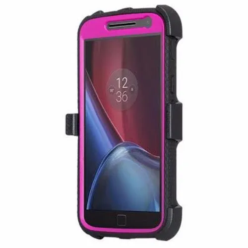 Moto G4 (4th Gen) Case | Moto G4 Plus Case, [Shock/Impact Resistant] Heavy Duty Holster Shell Combo Case Cover for Moto G4/G4 Plus - Purple