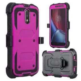 Moto G4 (4th Gen) Case | Moto G4 Plus Case, [Shock/Impact Resistant] Heavy Duty Holster Shell Combo Case Cover for Moto G4/G4 Plus - Purple