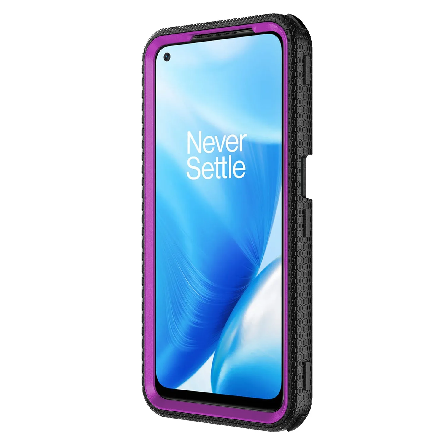 OnePlus Nord N200 5G Case, Nord N200 5G Case, Triple Protection 3-1 w/ Built in Screen Protector Heavy Duty Holster Shell Combo Clip Cover - Purple